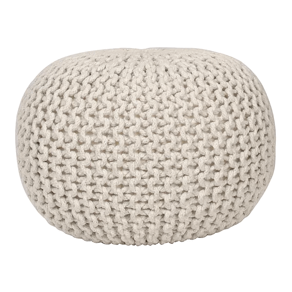 Decor Therapy Lola Lurex Round Pouf - White